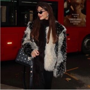 Zara blogger favourite black & white fur jacket